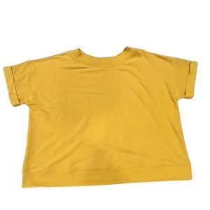 Candace Cameron Bure Textured Rolled Short-Sleeve Sweatshirt Mustard .Size 2X